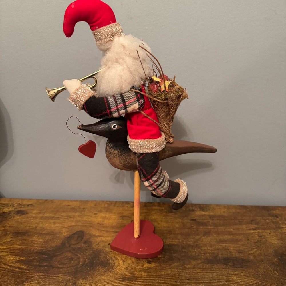 Hudson’s‎ Santa Riding Bird Christmas Folk Art Figurine Holiday Decor